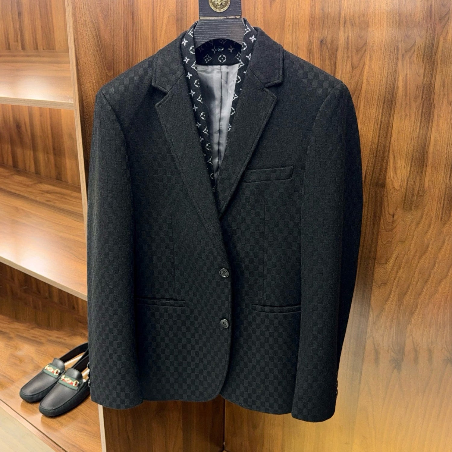 Louis Vuitton Men's Spring/Fall Fashion Classic V Neck Knit Plaid Fabric Single Breasted Suit Jacket #78575