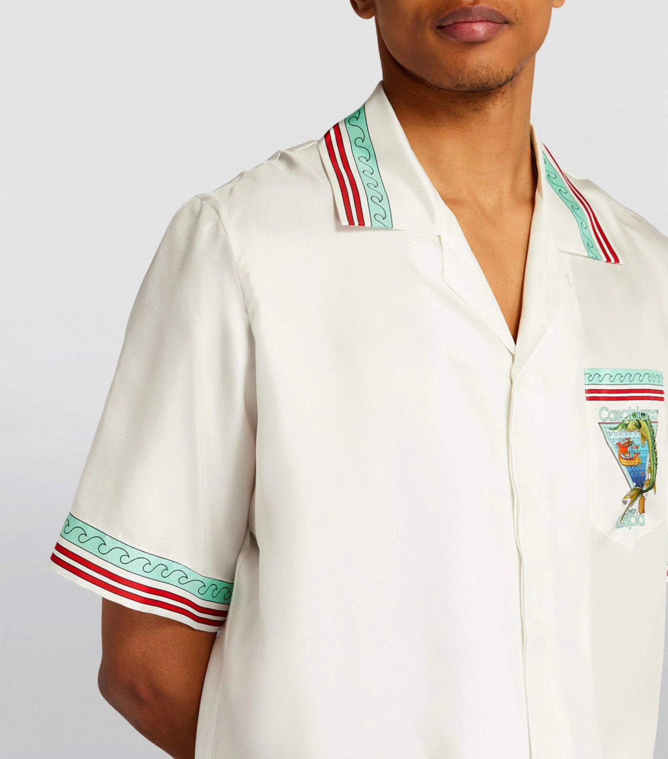 Casablanca Men's Summer Solid Color Animal Print Single Button Short Sleeve Shirt and Casual Shorts Set Suit #77743
