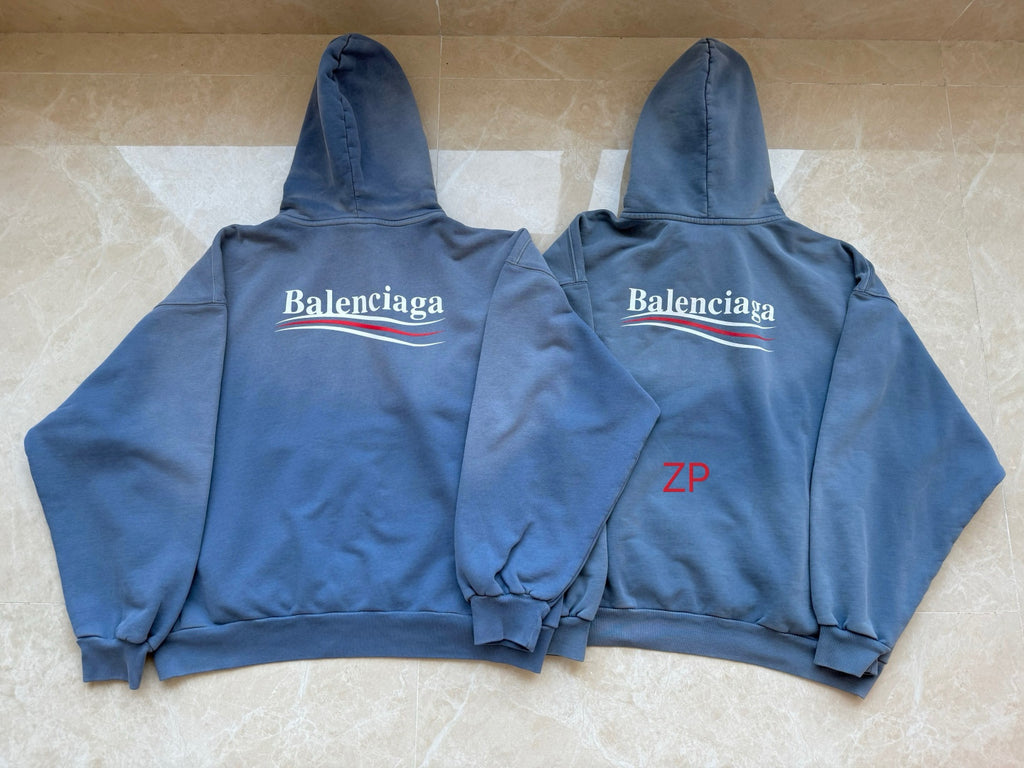 Balenciaga Men's Spring And Autumn Solid Color Washed Gradient Cotton Pullover Fitted Hooded Sweatshirt #71921