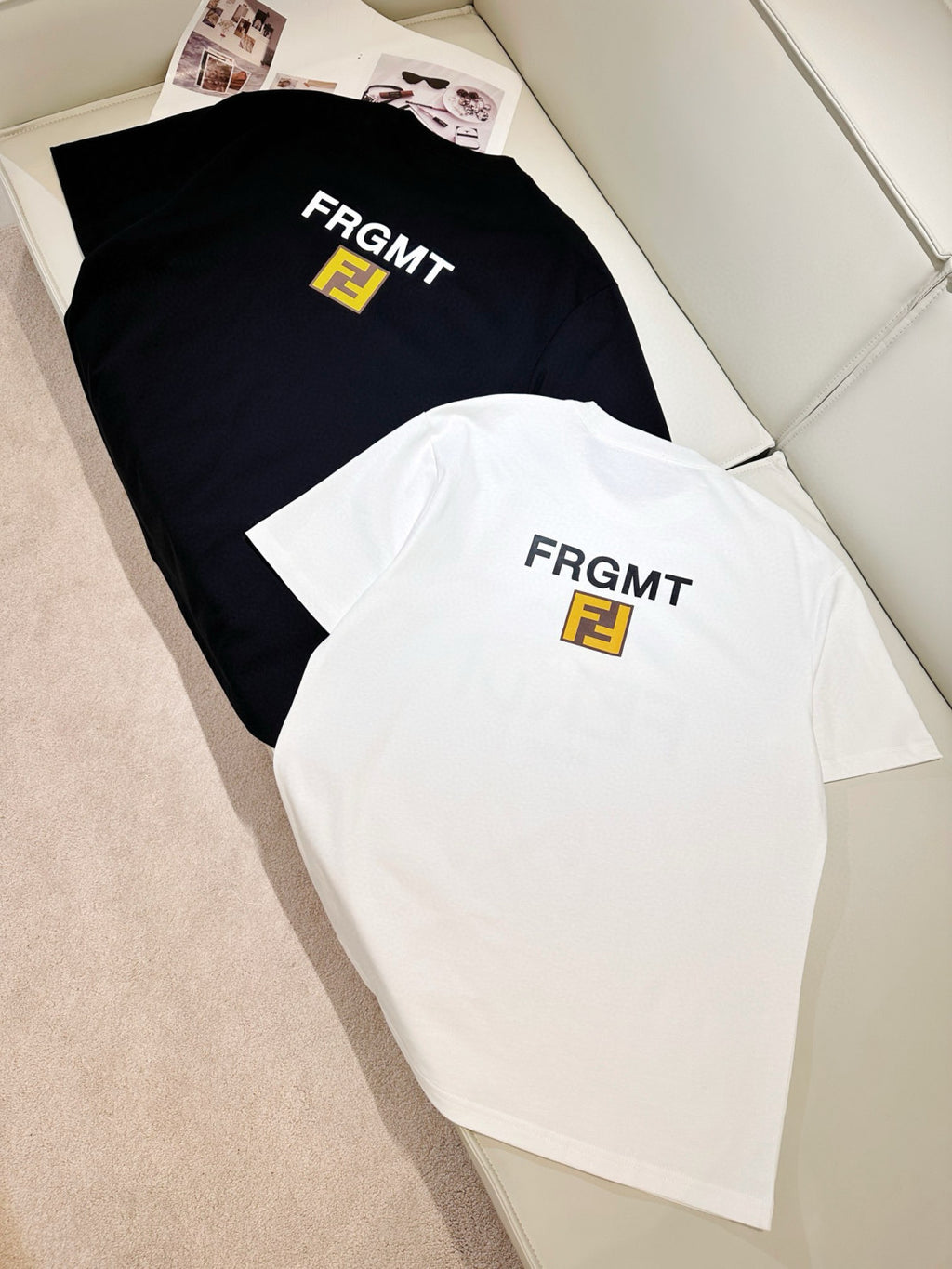 Fendi Men's and Women's Summer Dinosaur Printed Solid Color Round Neck Cotton Short Sleeve T-Shirt #98191