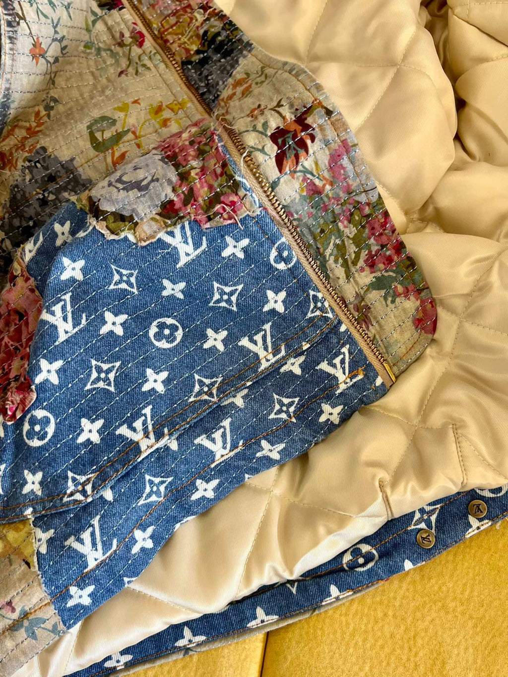 Louis Vuitton Floral Print Denim Zip Jacket #96522