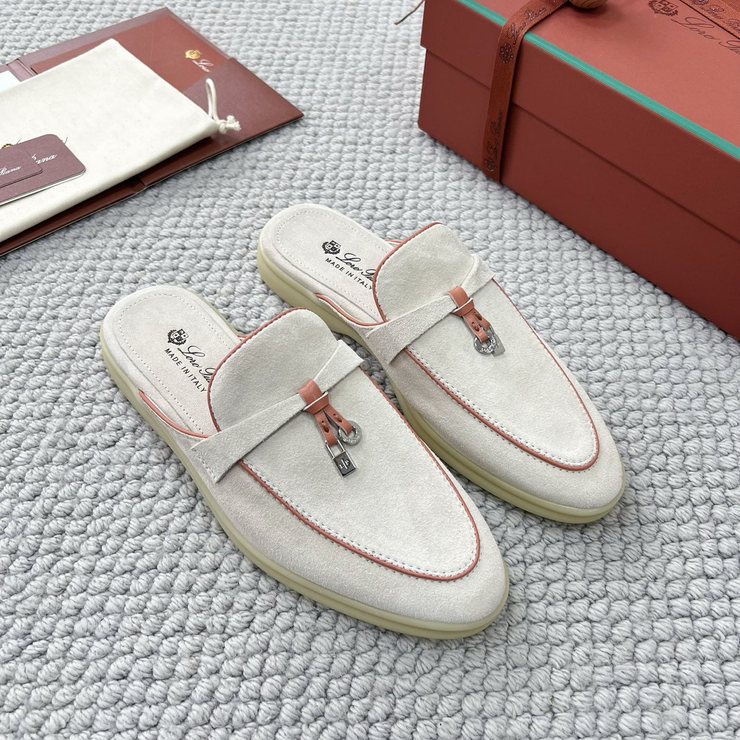 Loro Piana Women's Summer Solid Color Suede Simple Comfortable Rubber Bottom Baotou Slippers Shoes #76545