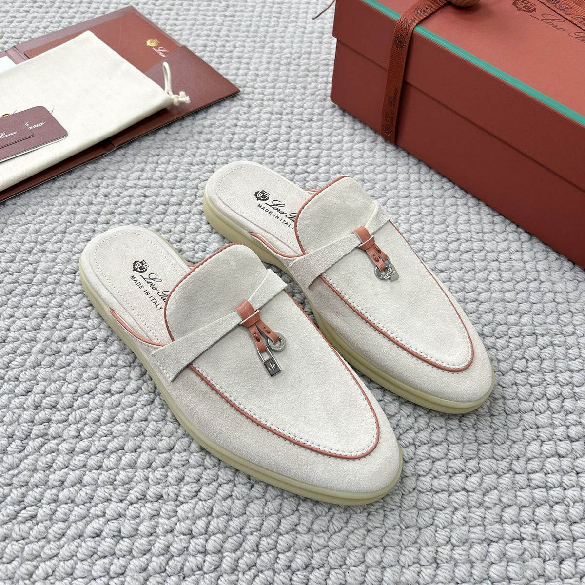 Loro Piana Women's Summer Solid Color Suede Simple Comfortable Rubber Bottom Baotou Slippers Shoes #76545