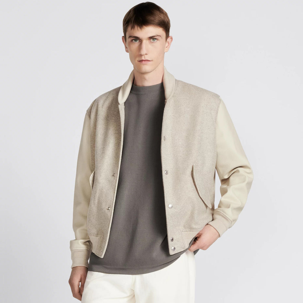 Dior Men's Spring and Autumn Beige Patchwork Logo Pattern Single Breasted Long Sleeve Jacket #73288