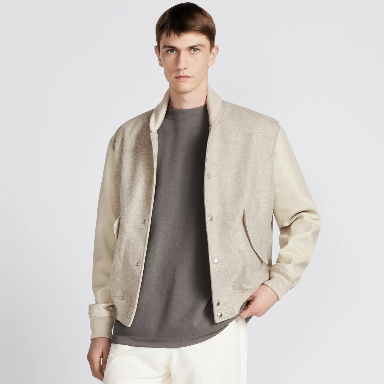 Dior Men's Spring and Autumn Beige Patchwork Logo Pattern Single Breasted Long Sleeve Jacket #73288