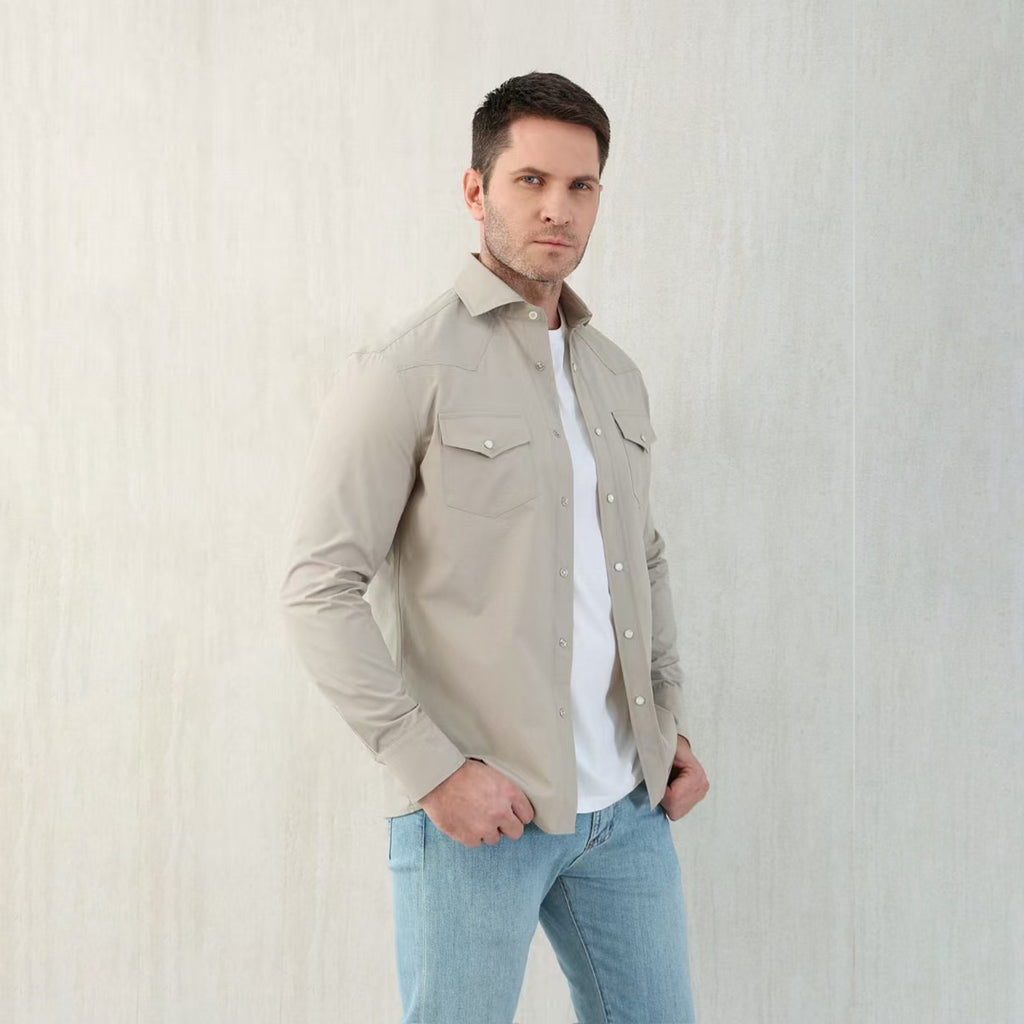 Brunello Cucinelli Men's Spring And Autumn Lapel Single-Breasted Solid Colour Shirt Fashion Casual Long-Sleeved Shirt Jacket Ngvp #1471