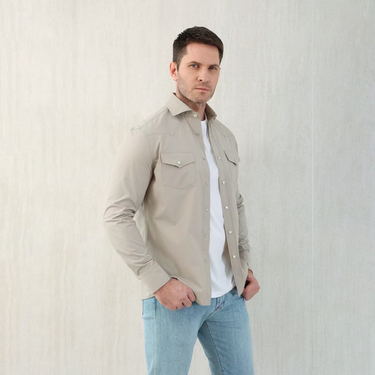 Brunello Cucinelli Men's Spring And Autumn Lapel Single-Breasted Solid Colour Shirt Fashion Casual Long-Sleeved Shirt Jacket Ngvp #1471