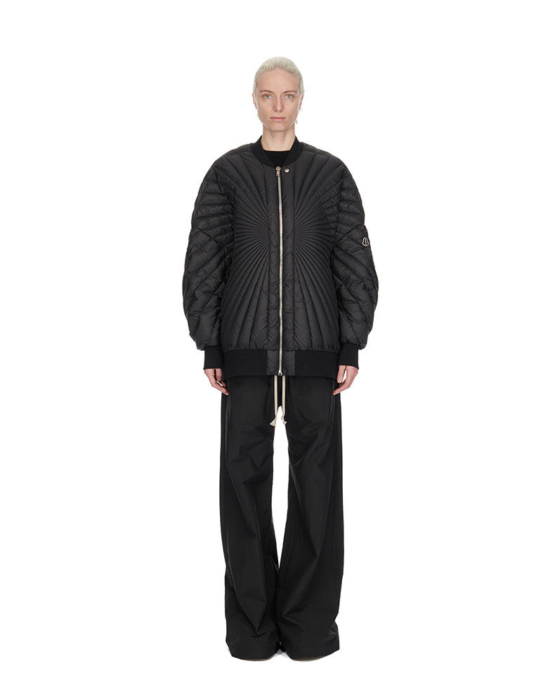 Rick Owens X Moncler Men's And Women's Black Saison Peter Feather Jacket Fall And Winter Rays Striped Senior Zipper Round Neck Jacket Ngvp #2499