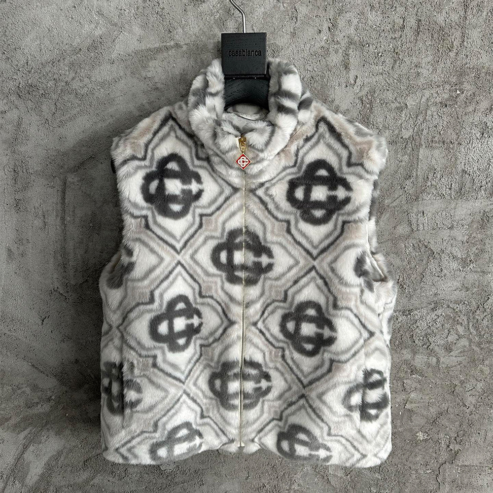 CASABLANCA 25SS Fall/Winter Men's and Women's Comfortable Zip Fastening Loose Color Block Sleeveless Vest #332243
