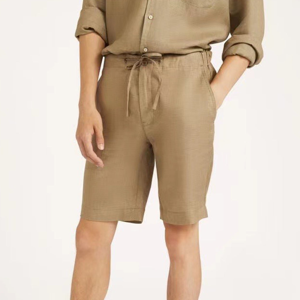 Loro Piana Men's Spring And Summer Trend Fashion Mid-waist Tie Shorts Linen Solid Color Casual Pants Ngvp #8163
