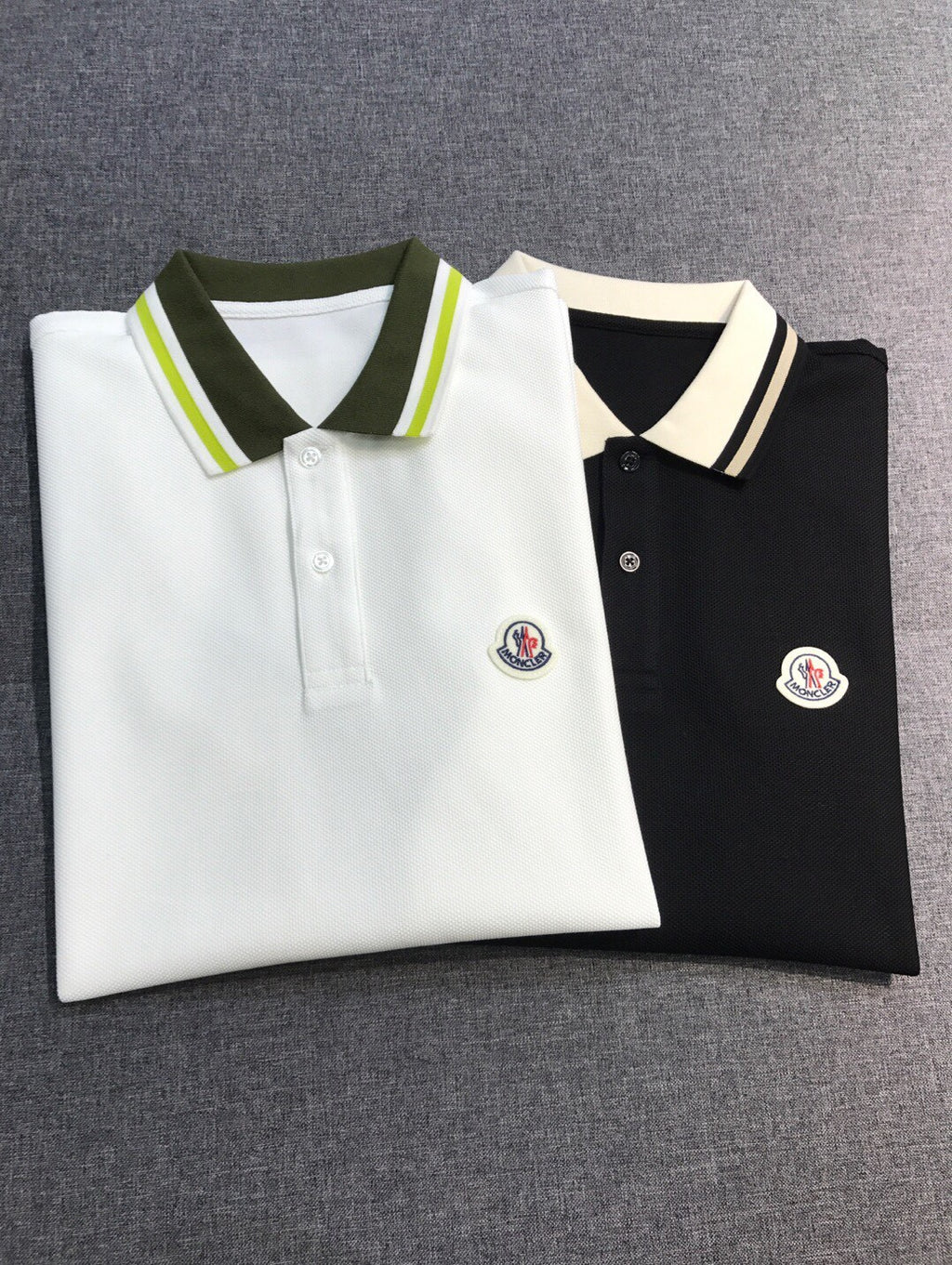 Moncler Men's Summer Embroidered Letter Print Polo Neck Solid Color Short Sleeve T-Shirt #76714