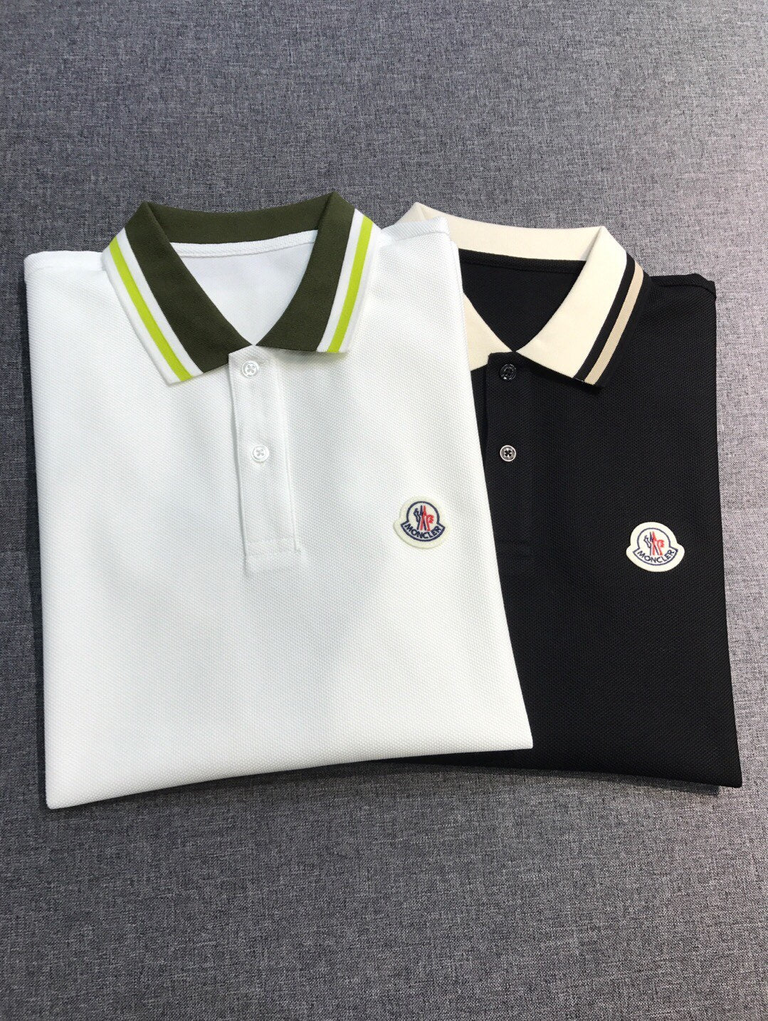 Moncler Men's Summer Embroidered Letter Print Polo Neck Solid Color Short Sleeve T-Shirt #76714