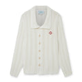 Casablanca Men's Summer White Lapel Single Breasted Skeleton Long Sleeve Knit Jacket #72868