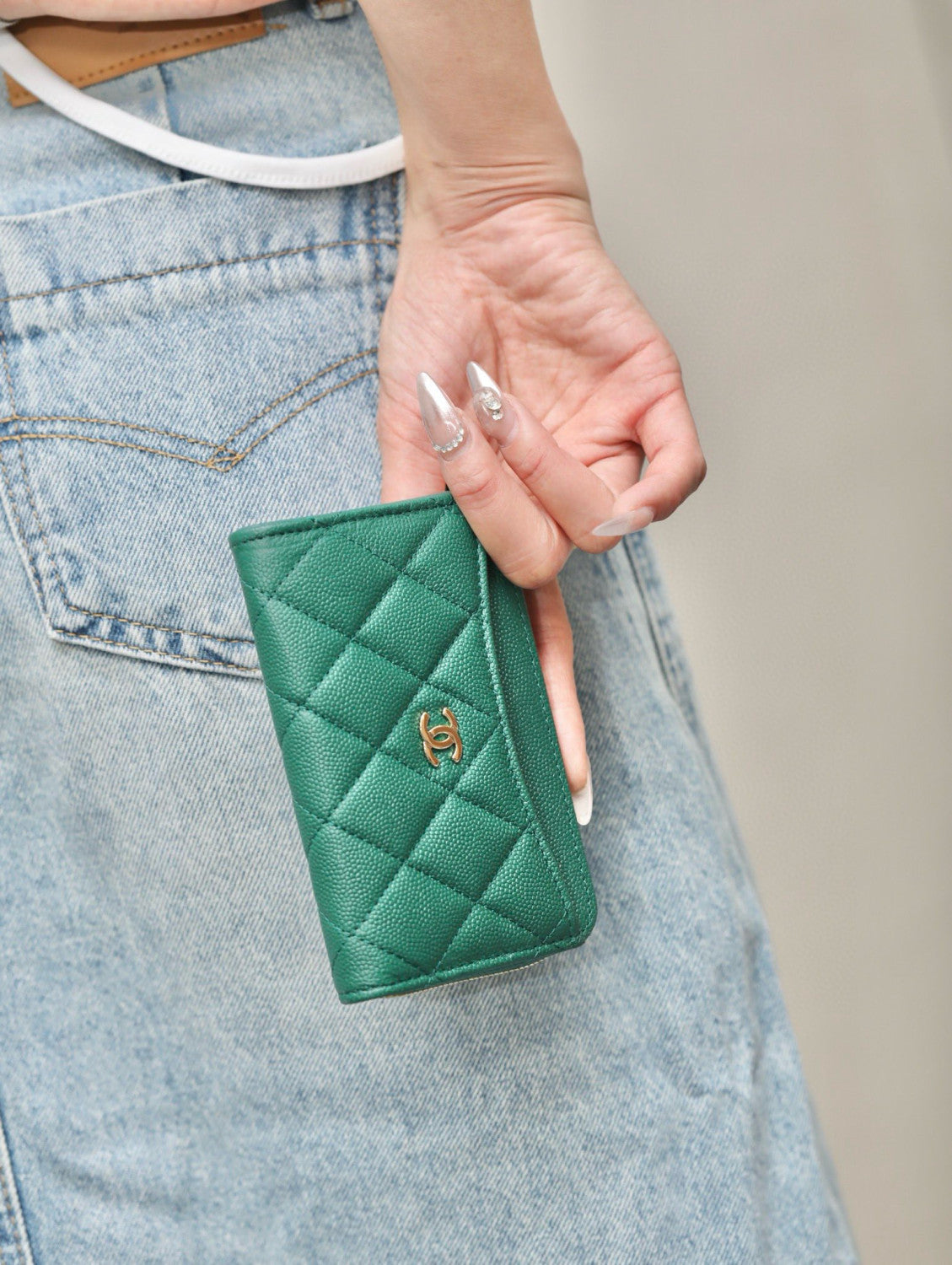 Chanel Women's Solid Color Card Case Zipper Closure Leather Wallet Coin Purse Bags Bag #71929