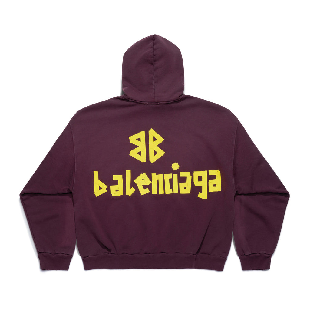 Balenciaga Men's Summer Crimson Letter Print Crew Neck Regular Fit Hooded Sweatshirt Pullover #98986
