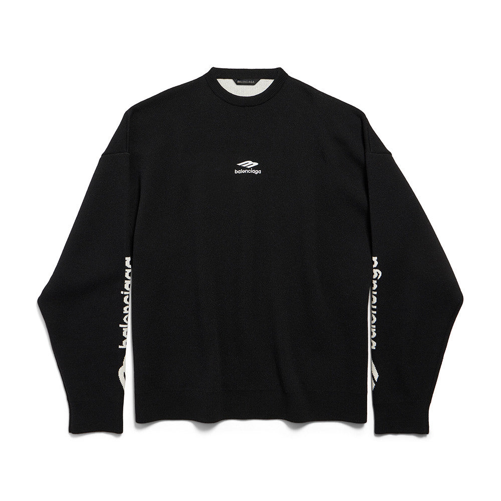 Top-quality Version Balenciaga Men's 3B Sports Icon Ski Crewneck in White Black #335728