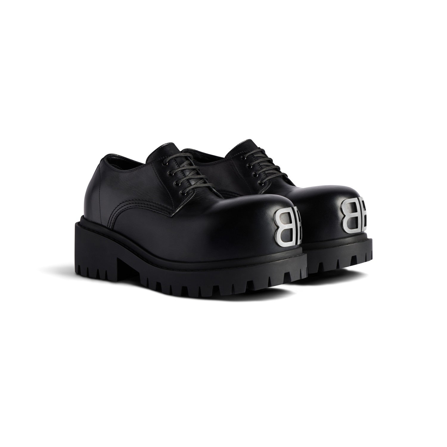 Balenciaga STOMPER Men's Spring/Fall Fashion Classic Round Toe Lace Up Chunky Heel Brogues Derby Shoes #79321