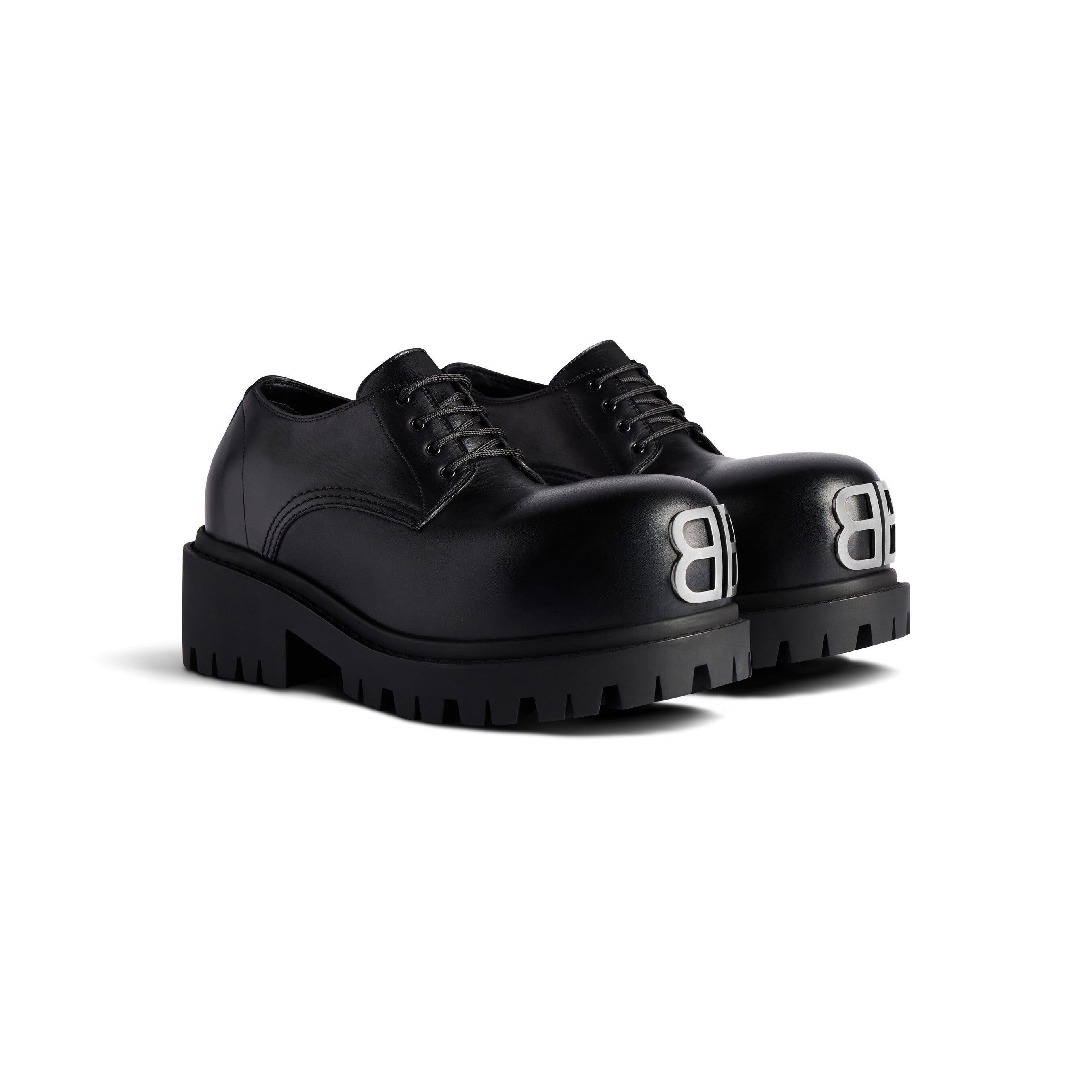 Balenciaga STOMPER Men's Spring/Fall Fashion Classic Round Toe Lace Up Chunky Heel Brogues Derby Shoes #79321