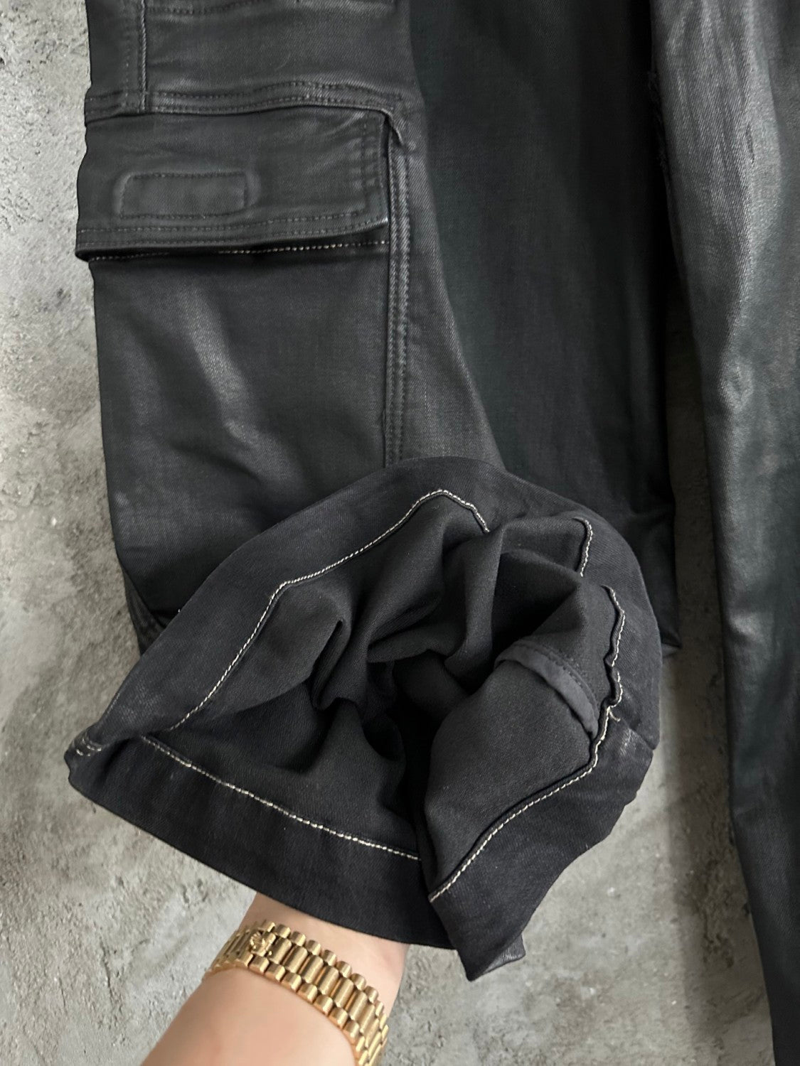 Rick Owens Men's High Street Four Seasons Batik Solid Color Stretch Lace-Up Workwear Flared Pants Casual Denim Trousers Pants Ngvp #1772