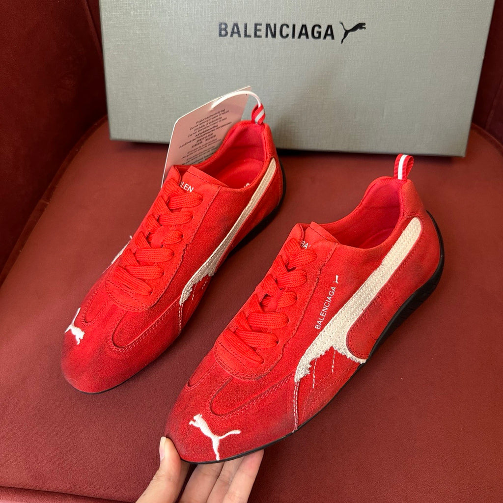 Balenciaga X Puma Women's Solid Suede Leather Low Top Lace Up Flat Sneakers Shoes #76734