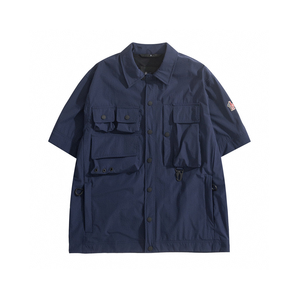 Moncler Men's Spring/Fall Casual Single-Breasted Solid Color Multi Pocket Detachable Sleeve Workwear Jacket #78895