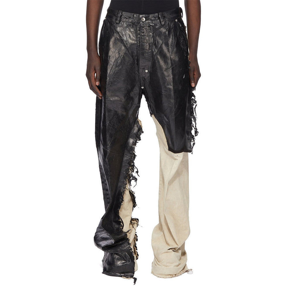 Rick Owens Waxed Colorblock Wide-leg Pants #334947
