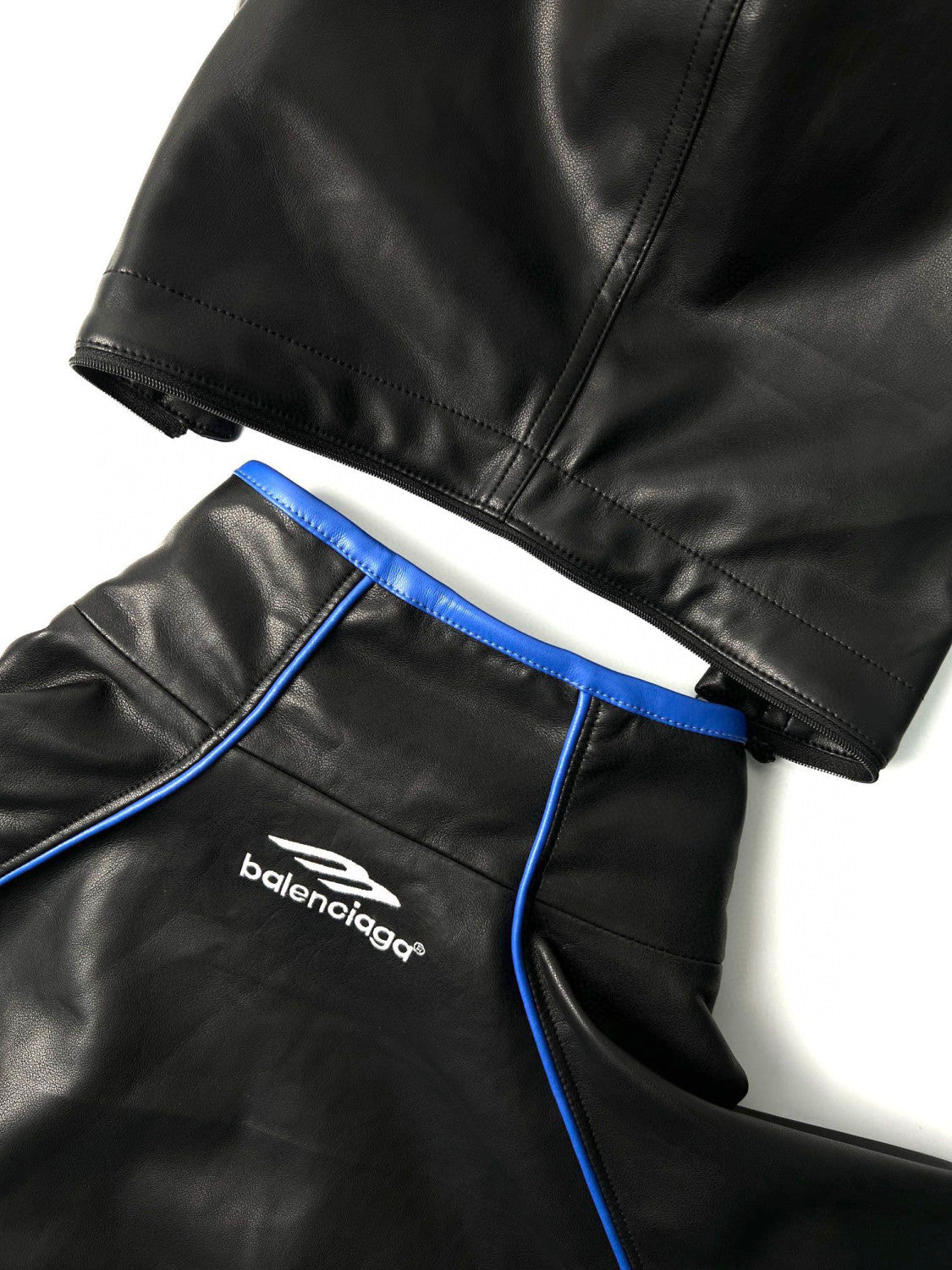 Balenciaga Leather Hooded Zip Jacket #96691