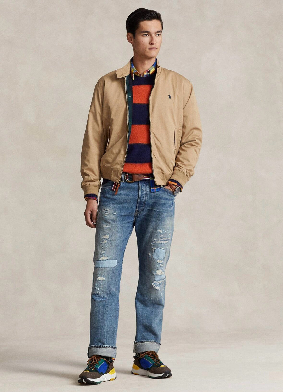 Ralph Lauren Men's Spring and Autumn Solid Color Standing Collar Zipper Long Sleeve Jacket #76254