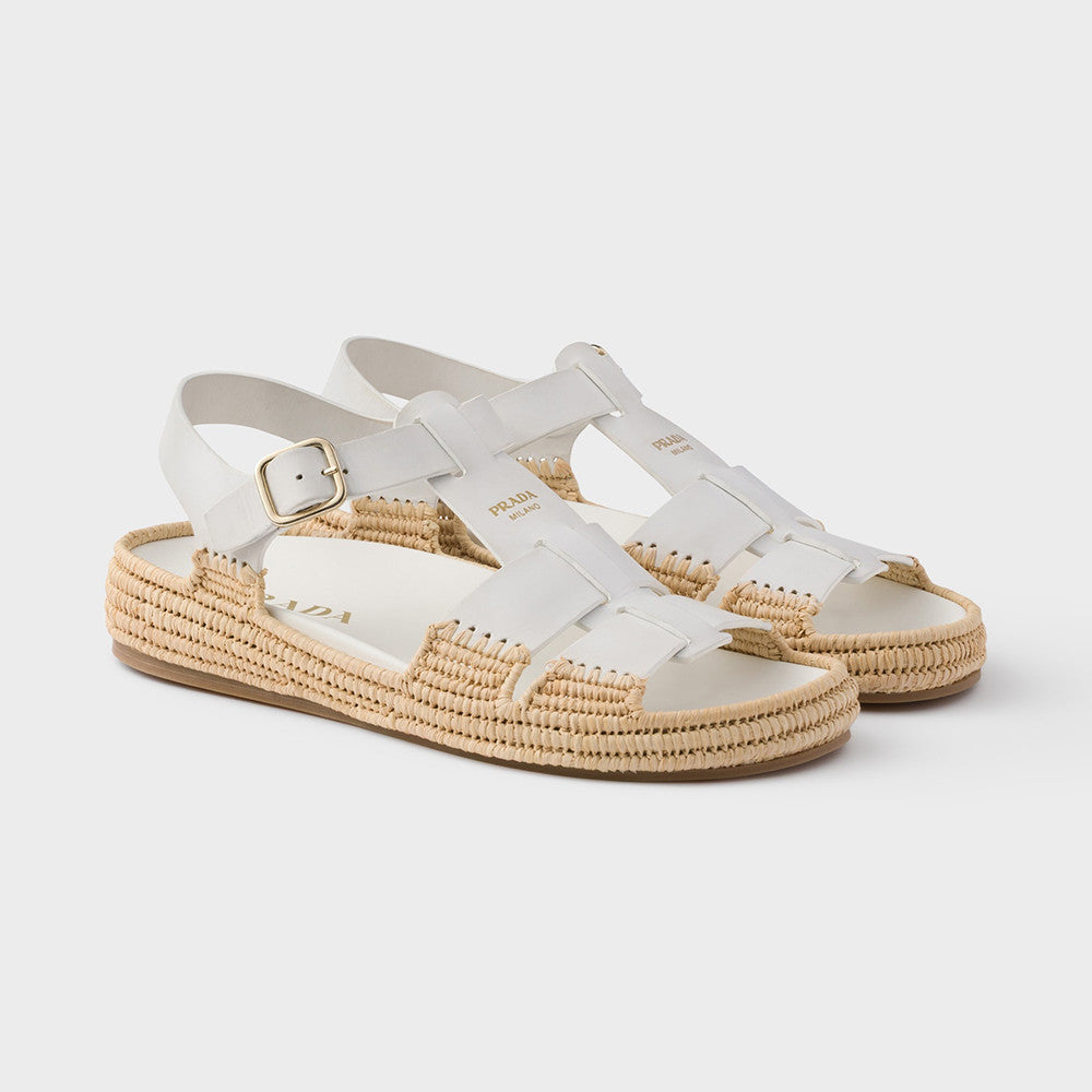 Prada Leather Fisherman Espadrille Sandals #380312