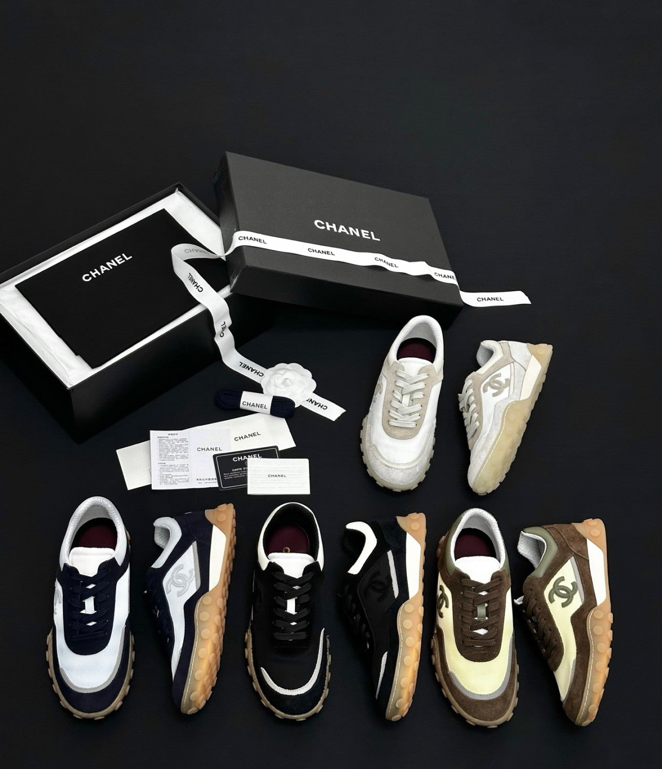 CHANEL Sneakers Mixed Fibers Suede Calfskin Calfskin #380548