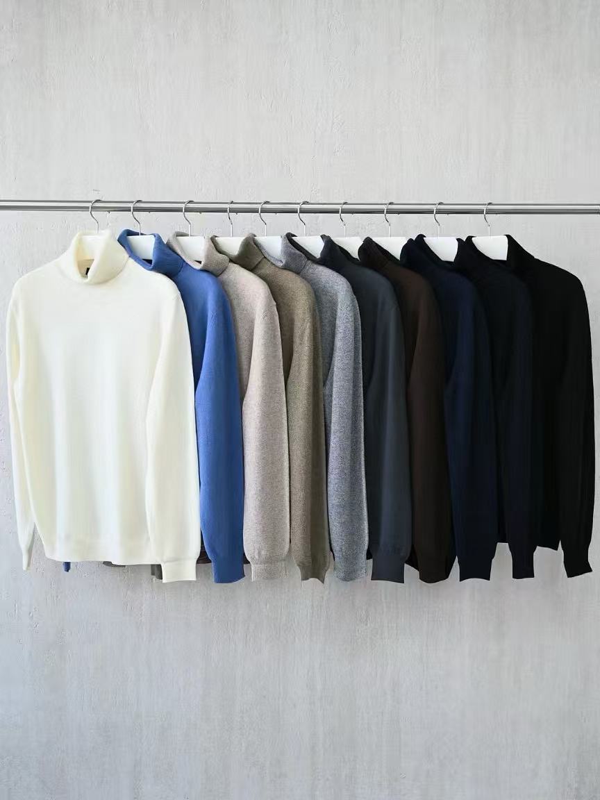 Loro Piana Men's Dolcevita Classic High-Neck Sweater Spring/Fall/Winter Solid-Color Long-Sleeve Cashmere Knit Ngvp #2721