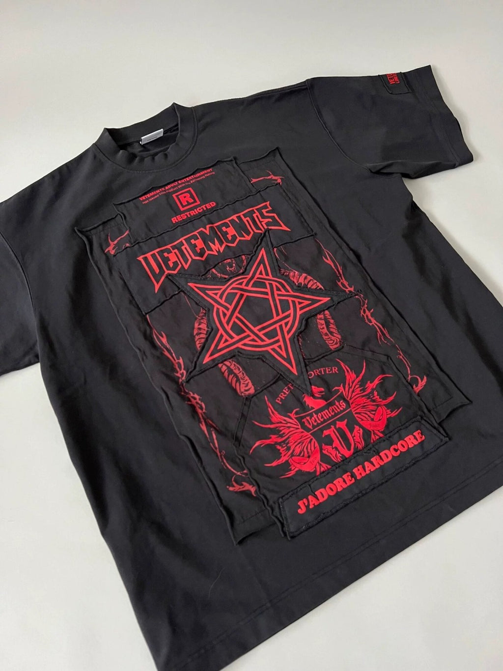 Vetements Men's Summer Black Letter Print Round Neck Cotton Short Sleeve T-Shirt #99556