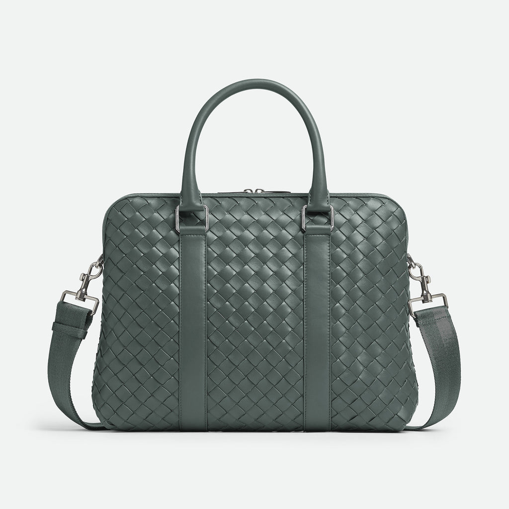 Bottega Veneta Intrecciato Men's Solid Color Adjustable Detachable Shoulder Strap Woven Calfskin Briefcase Handbag Bag Bags #77473
