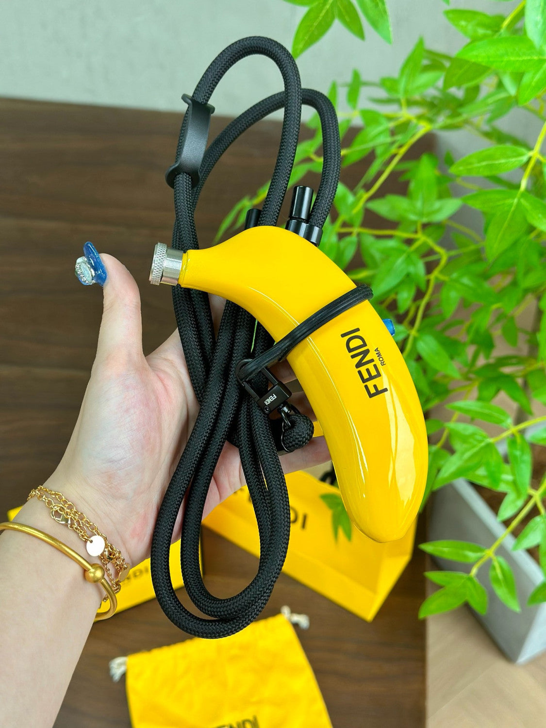 Fendi Limited Edition: Limited Stock Available Banana-print Flask Fashionable Mini Crossbody Bag Total Length: 150 Cm. Diameter: 8 Mm. Adjustable From 75 To 150 Cm. Comes In A Complete Gift Box Set Bags #197028