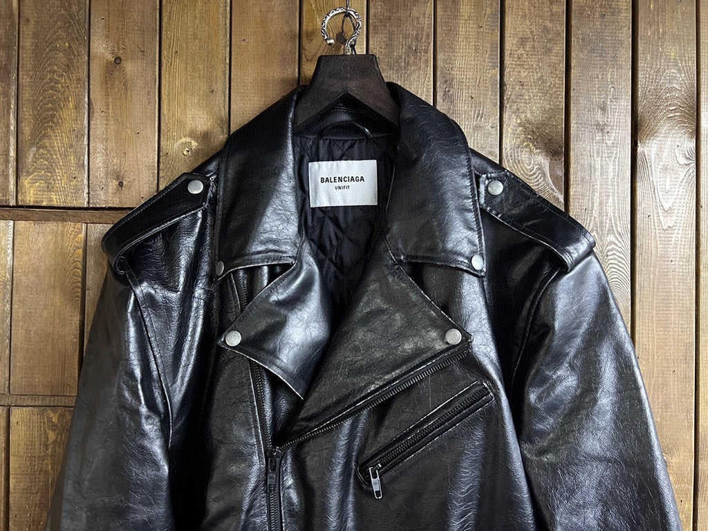 Balenciaga Black Leather Vintage Long Jacket Ngvp #6657