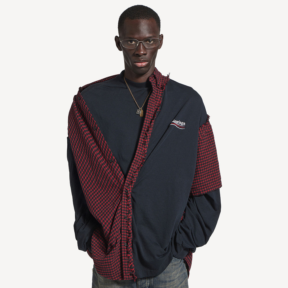 Balenciaga Men's Patched Shirt in Red black #335726