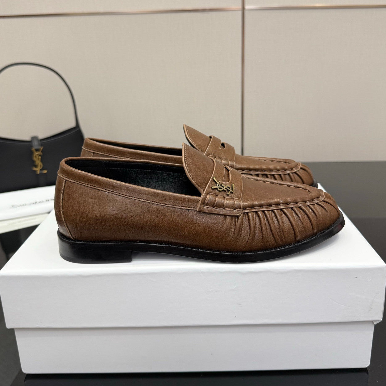 Saint Laurent Women's Autumn/Winter Fashion Casual Sheepskin Suede Round Toe Slip On Flat Loafers Casual Shoes #78376