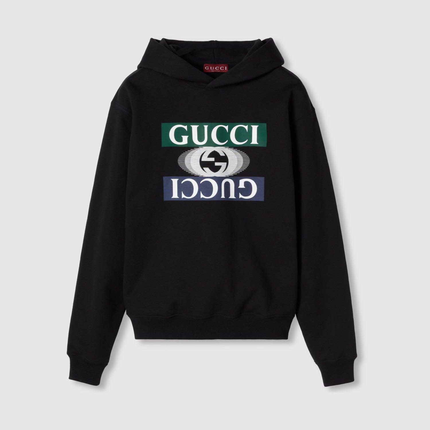 Gucci Cotton Jersey Hooded Sweatshirt Men'S Spring Autumn Fashion Pullover Hoodie Black Logo Print Hooded Sweatshirt #81152