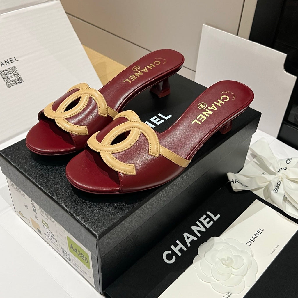 Chanel CC Kitten Heel Sandals #382676