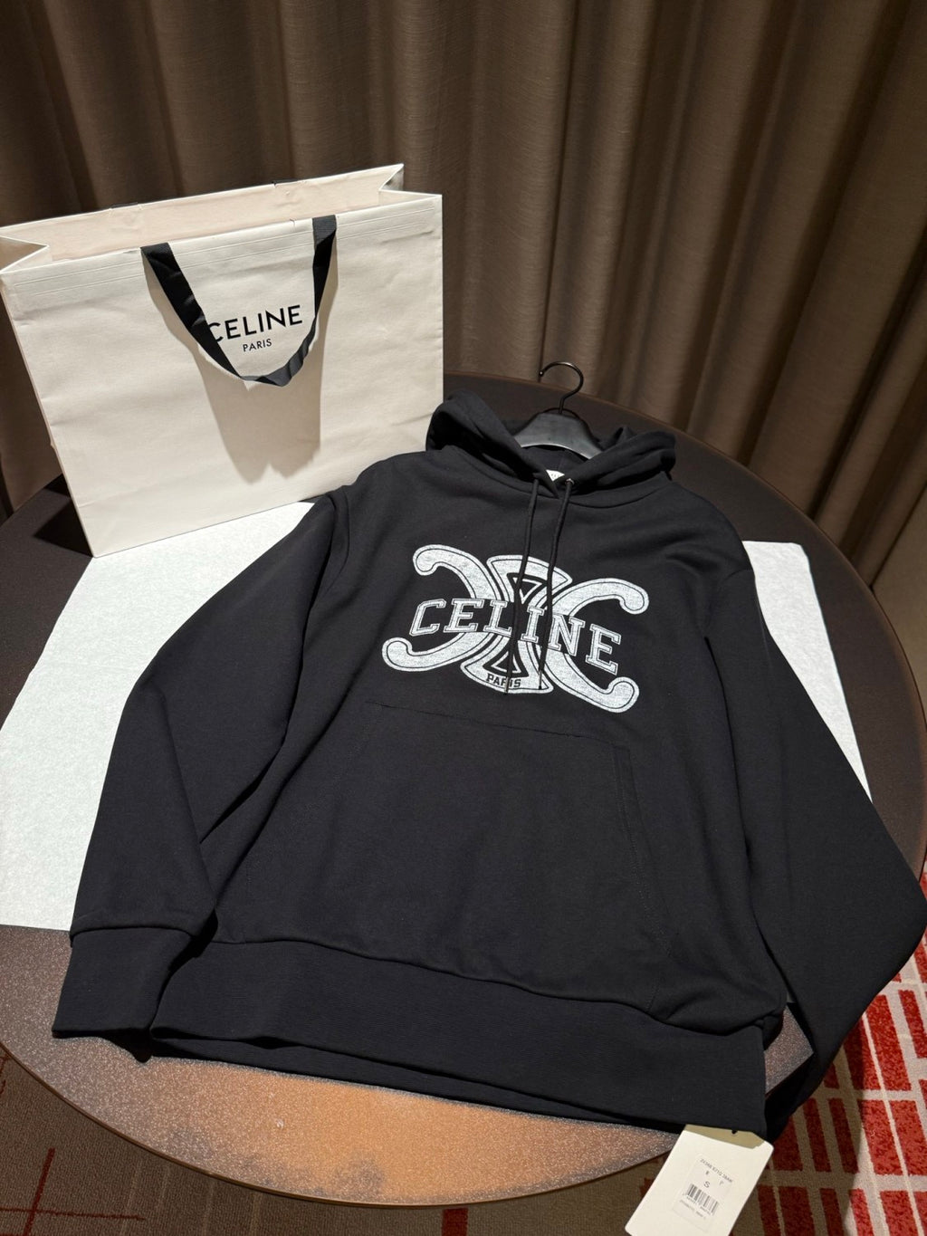 Celine Men's And Women's Spring/Fall Fashion Casual Solid Color Letter Print Hooded Pullover Oversized Long Sleeve Sweatshirt #78632