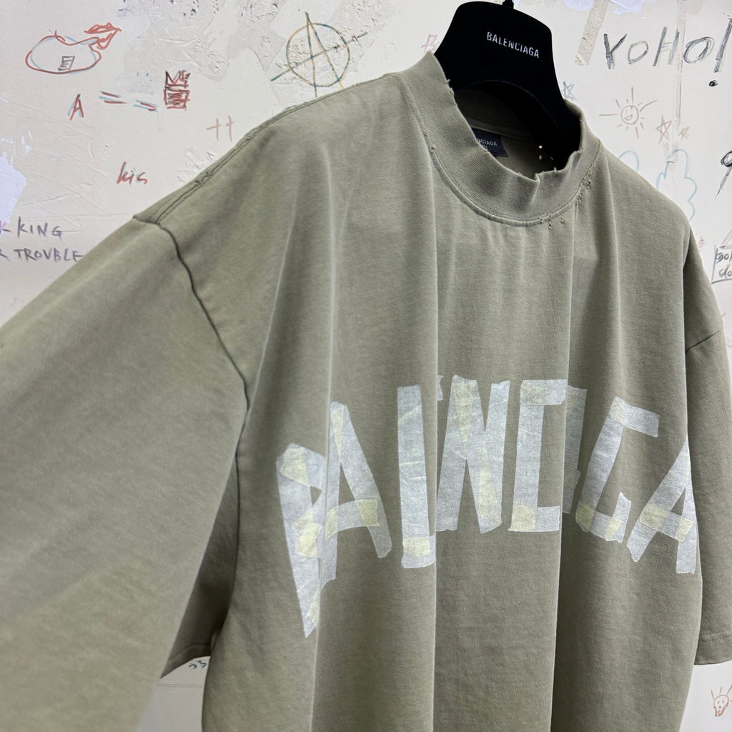 Balenciaga Men's Summer Letter Logo Print Round Neck Regular Fit Short Sleeve T-Shirt #75791