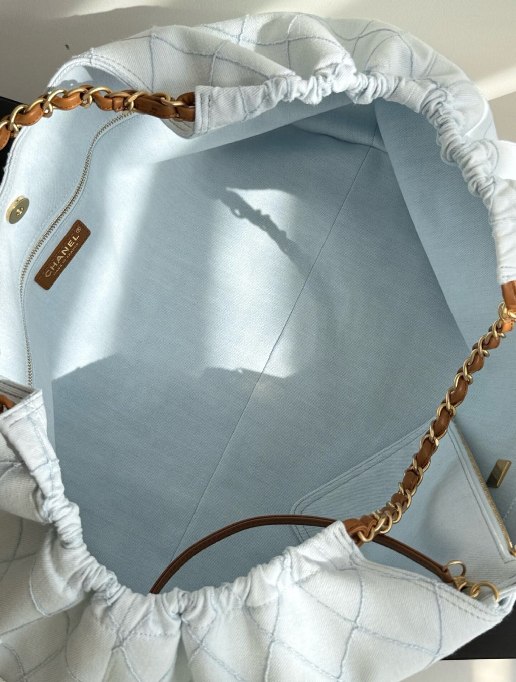 Chanel 26M Coco Beach Tote Bag In Blue Lightweight Yet Spacious With A Chain Strap That Can Be Worn Over The Shoulder Or Carried By Hand Bags Lady #197129