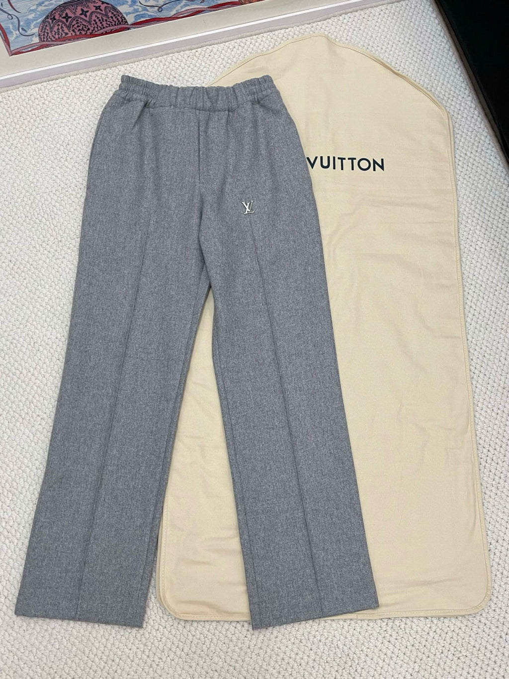 Louis Vuitton Men's Spring And Fall Solid Color Wool Fabric Drawstring Tie Casual Pants #76271