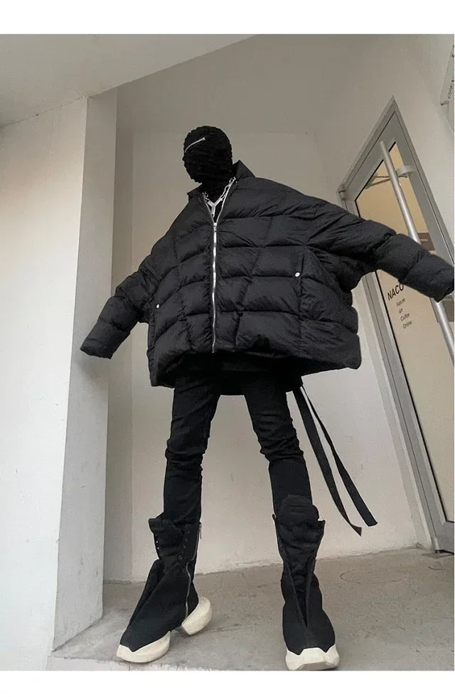 Rick Owens Men's Winter Diablo Style Solid Color Bat Sleeve Loose Hooded Long Sleeve Puffer Down Jacket Ngvp #8833