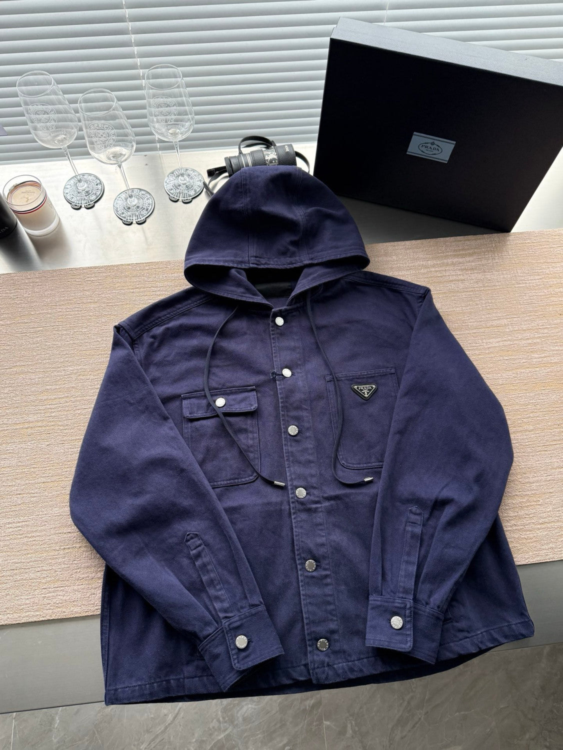 Prada Denim Hooded Jacket #333637
