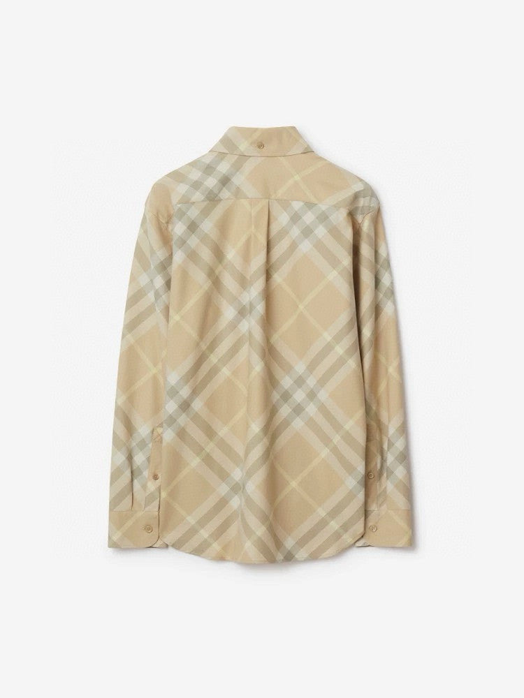 Burberry Men's and Women's Spring/Autumn Check Print Flip Lapel Single Breasted Long Sleeve Shirt #99158