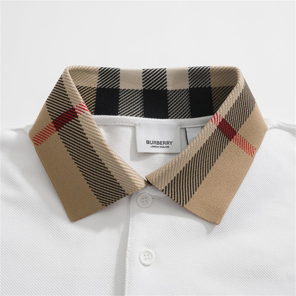 Burberry Men's Summer Check Printed Polo Neck Solid Color Casual Short Sleeve T-Shirt #75622