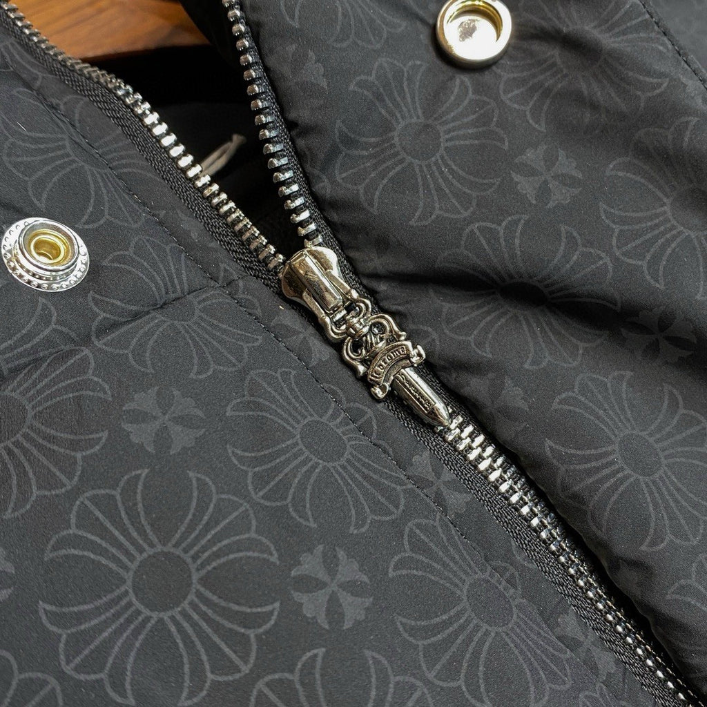 Chrome Hearts Men's Winter Black Dark Printed Waterproof Fabrics Puffer Down Jacket #73664