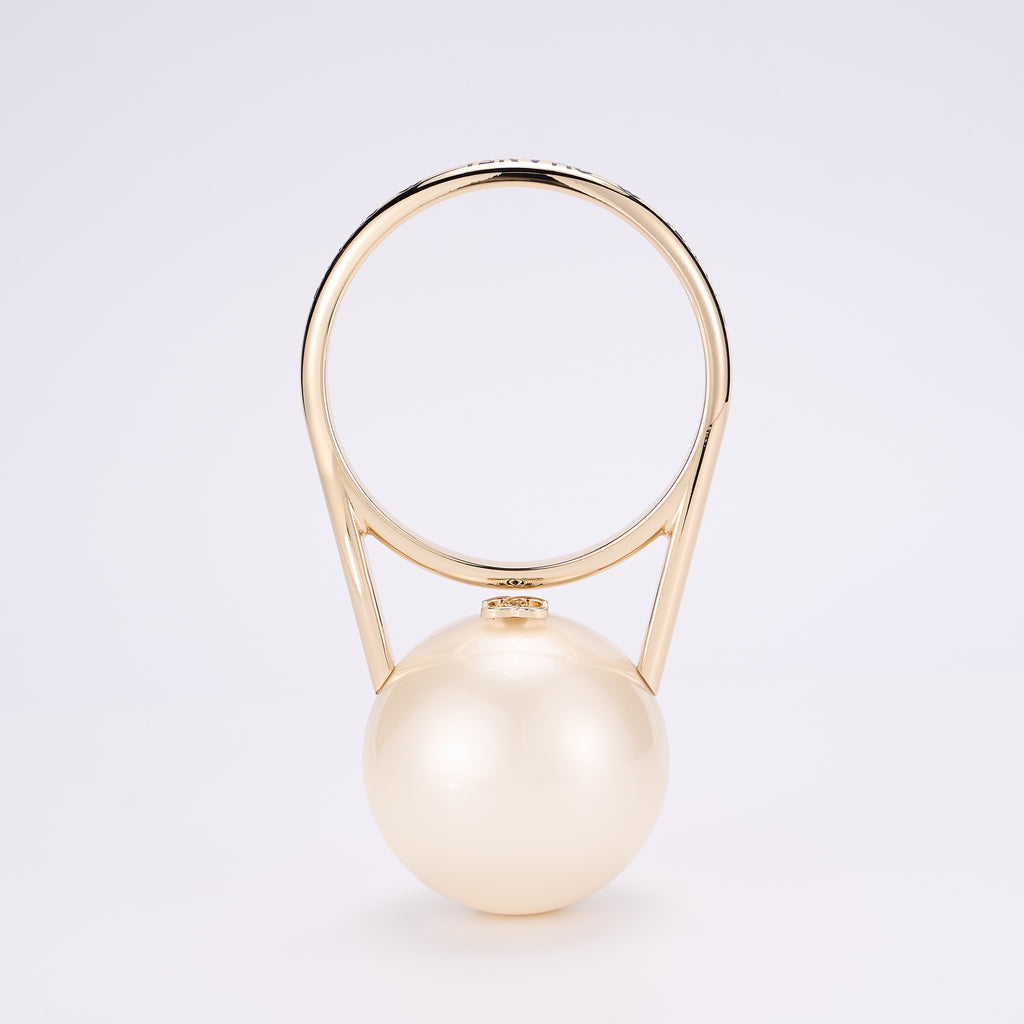Chanel Women's Fashion Solid Color Pearl Spherical Handbag Metal Circle Handle Evening Bag Bags Ngvp #1538