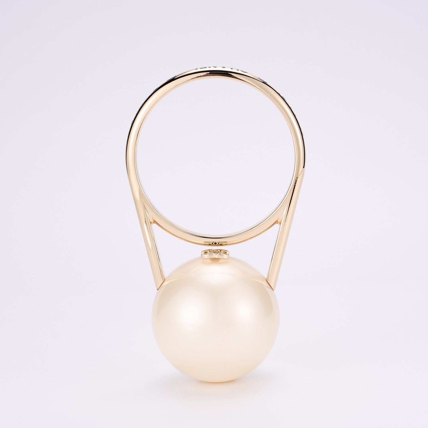 Chanel Women's Fashion Solid Color Pearl Spherical Handbag Metal Circle Handle Evening Bag Bags Ngvp #1538